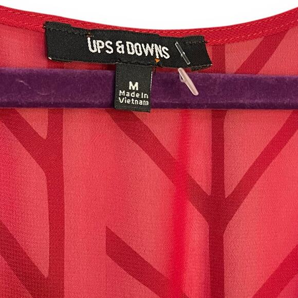 UPS & DOWNS Maxi Dress Womens Medium Red Semi Sheer Valentines Holiday Belt NWOT - Picture 6 of 14
